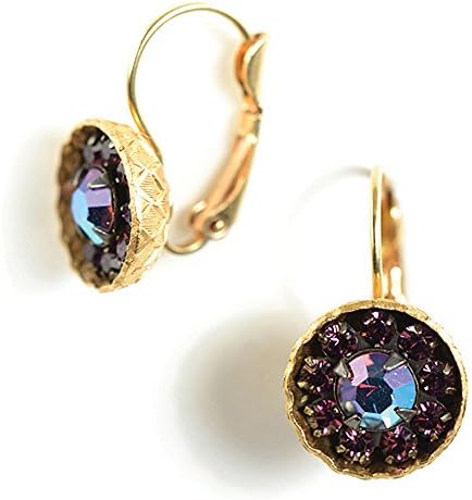 Fabulous Purple Swarovski Crystal cluster LeverBack Earrings EV15 G-Ame