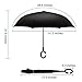 wuudi Inverted Umbrella Double Layer Windproof UV Protection Car Reverse Umbrella with C-Shaped and Carrying Bag (Black)