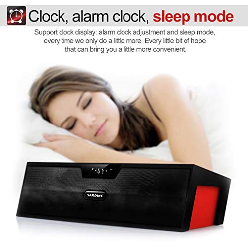 Simoner Portable Bluetooth Speakers with Alarm Clock, Super Bass Wireless Stereo Music- LCD Time Display/FM Radio/Built-in Mic (Black) - Thumbnail 2