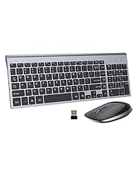 Teclado y ratón inalámbricos, FENIFOX USB tamaño completo silencioso compacto compatible con iMac Mac PC portátil tablet ordenador Windows
