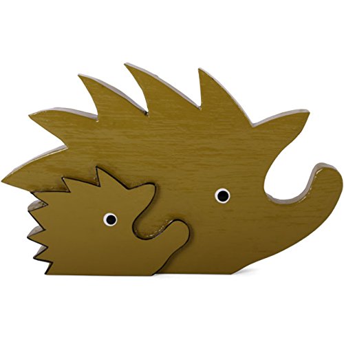 Something Different Hedgehog Mum and Baby, Wood, Brown, 26 x 2.5 x 16 cm