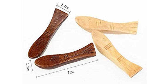 Islandoffer Handcrafted Wooden Chopstick Rest Spoon Fork Knife Holder Fish Designed, Set of 6