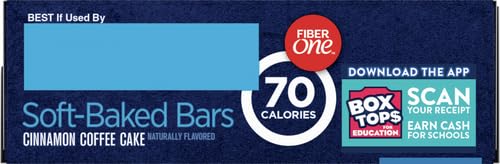 FIBER ONE 70 CALORIE SOFT-BAKED BARS, CINNAMON COFFEE CAKE, 6 BARS, 5.34 OZ