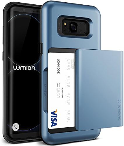 Galaxy S8 Plus Case, [Semi-auto Sliding] Card Slot Holder Wallet ID Cover Heavy Duty Protective Slim Thin Fit Armor Defender for Samsung Galaxy S8 Plus (2017) by Lumion (D.Glide - Blue Cloud)