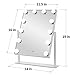 MRah Hollywood Makeup Vanity Mirror - White Lighted Makeup Mirror Tabletops Lighted Mirror, LED Illuminated Cosmetic Mirror with LED Dimmable Bulbs