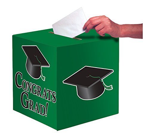 Creative Converting Congrats Grad Card Holder Box, Emerald Green