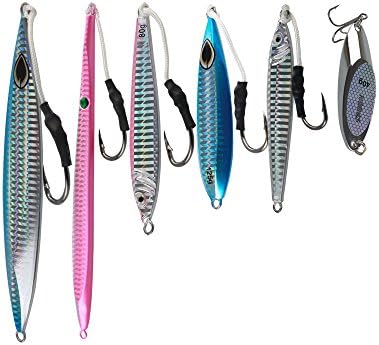 Himenlens J601 Deep Sea Flat-Fall Jigs 40-200g/1.4-7.1oz Tuna Grouper Seabass Sharks Salmon Fishing Lure Shore Cast Laser Iron Lure Spinner Jigging Bait
