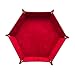 Dice Tray Metal Dice Rolling Tray Holder Storage Box for RPG, DND Table Games, Double Sided Folding PU Leather Tray (Red)
