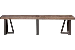 GXTRACE Alpine Furniture Prairie Bench, 75" W x 14" D x 18" H, Reclaimed Natural and Black Finish