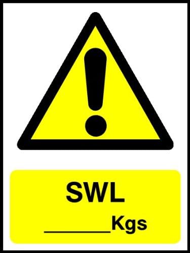 200mm x 150mm SWL Kgs Sign (Sticker Self Adhesive Vinyl) Lift Escalator Notice Guide Safety