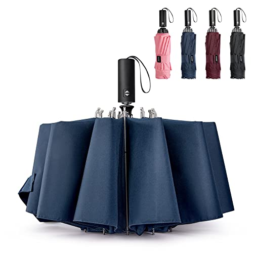 G4Free Inverted Windproof Umbrella-54 Inch Large Canopy for Rain, folding Compact Reverse with 10 Ribs Automatic Open Close