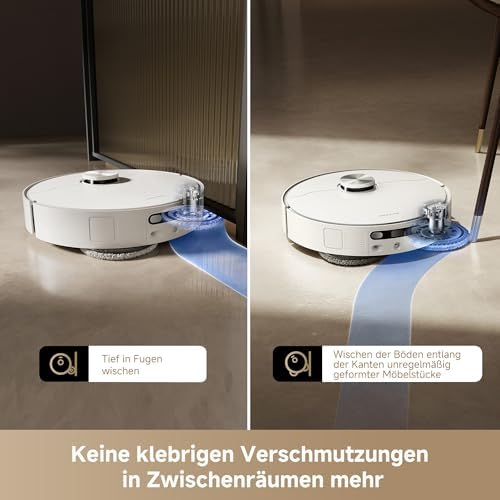 L40 Ultra AE Saugroboter mit Wischfunktion, 19.000 Pa Saugkraft, viele Bürsten und EIN Flexibler Wischmopp, nassen und trockenen Schmutz,Das All-in-1-Dock entleert Staub