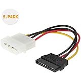 Molex to SATA, CableCreation [5-PACK] 4-Inch 4 Pin Molex to SATA Power Cable Adapter