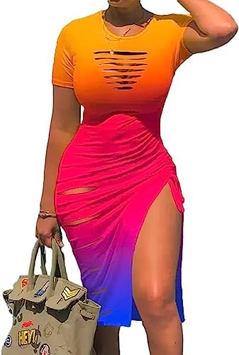 cut out ruched midi shirt dress Amazon.com: AIMITAG Sexy Cut Out Ruched Slit Bodycon Dress for Women Hollow  Out Side Slit Drawstring Midi Dress Summer Club Party Dress(XX-Large,Multicolor)  : Clothing, Shoes & Jewelry