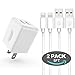 iPhone Charger,Canyso 2.4A 12W Dual Port USB Portable Travel Wall Charger with 5FT [2-PACK] Apple Lightning Cable Charging Cord for iPhone X / 8 / 7 / 6 / 6S / 6S Plus / 5S / 5C / 5 / iPad & more