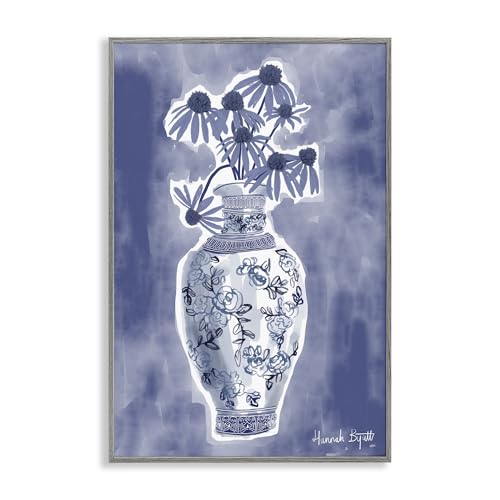 Stupell Industries Chinoiserie with Black Eyed Susans Gray Framed Giclee Art de…