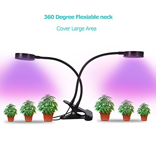 LED Grow Light,Timing Function Dual Head Grow Lights,Full Spectrum Lamps for Indoor Plants, Hydroponic Gardening Greenhouse,Adjustable Gooseneck Bulbs, 3/6/12H Timer - Thumbnail 3