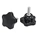 uxcell a15072100ux0159 50 mm Star Head M8x25 mm Male Thread Screw on Clamping Knob Black Pack of 2