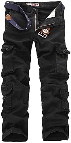 V1 Clothing CO NiuZi Mens Loose Fit Cotton Casual Military Army Cargo Camo Combat Work Pants (28, 025 Black)