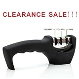 Kitchen Knife Sharpener -3 Stage Chef Knife Sharpening System to Stainless Steel Ceramic Tungsten Steel Gold Grit and Steel Knives By Ninepea,Black