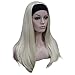 Aimole Long Straight 3/4 Women's Wigs Synthetic Hair with Black Headband(613 Pale Blonde)