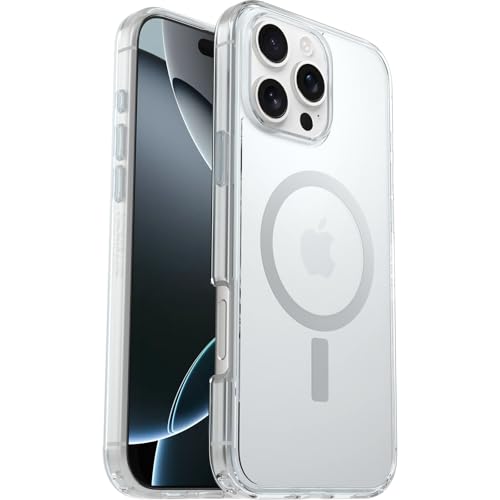 OtterBox Symmetry Series Clear MagSafe transparente Hülle für iPhone 16 Pro Max, stoßfest, sturzsicher, schützende Hülle, 3X getestet nach Militärstandard, Transparent