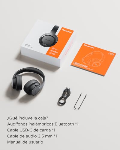 truefree Bluetooth 6.0 Wireless Headphones, Headphones with Active Noise Cancellation, On-Ear Headband, 125H Autonomy, Fast Charging, EQ Customizable via App, Multipoint Connection