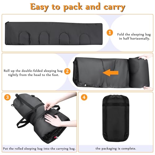 Sleeping Bag for Adults 3-Season - Ultra-Light & Warm, Waterproof Camping Sleeping Bag, Lightweight with Compact Bag for Backpacking, Hiking, Travel
