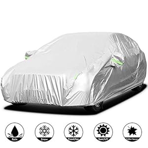 Sailnovo Autohoes voor buiten, waterdicht, zilver, waterdicht, zon, wind, regen, sneeuw en krassen (485 x 185 x 150 cm)