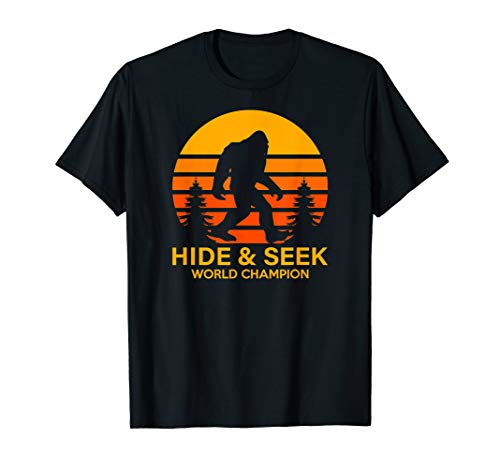 Retro Vintage Bigfoot Yeti Sasquatch Hide And Seek Tee Shirt