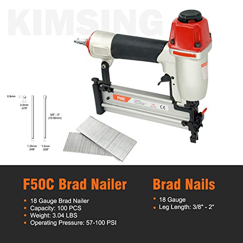 F50C Pneumatic Brad Nailer 18 Gauge 3/8Inch to 2Inch Brad Nails
