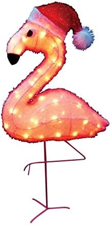 ProductWorks 36008 32" Pre-lit LED 3D Yard Décor, Pink Flamingo HOLIDAY DISPLAY, one size