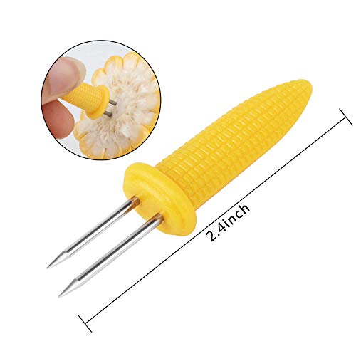 Easytle 20 Pieces Stainless Steel Corn Holders Corn on The Cob Skewers for BBQ Twin Prong Sweetcorn Holders Home Cooking Fork