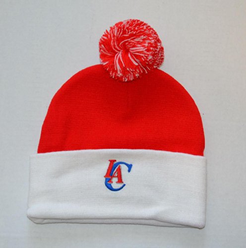 Adidas Los Angeles Clippers White Cuff Beanie Hat with Pom - NBA Knit Cuffed Toque Cap