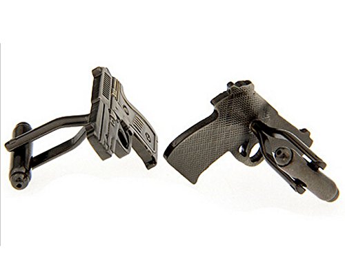 007 Theme Cufflinks Silvertone/Enamel Cufflinks 3pcs/set,Gun and Bullet - Thumbnail 5
