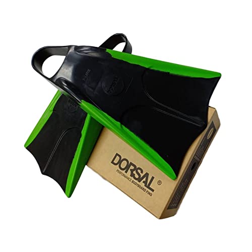 DORSAL Bodyboard Floating Swimfins (Flippers) Black/Green US Mens 10 - 11