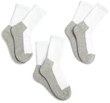 Stride Rite Boys 2-7 Comfort Seam Three Pack Cushion Crew Socks, White With Grey Foot, 7-8.5