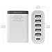 50W/10A USB Charger Power Adapter Fast Charging Hub Stations for iPhone, iPad, Samsung Galaxy, Google Nexus, Moto, HTC, LG, BLU, Lumia, Blackberry, Smartphone Tablet, 5 USB + 1 Type C Port - White