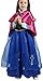 Uget Girls Frozen Snow Romance Long-sleeved Snowflake Snow Princess Dress Blue-8 Years