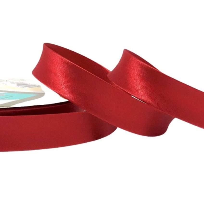 Plush Addict Single Fold Satin Bias Binding Tape for Sewing, Edging, Stitching, Hemming, Trimmings, Accessories, Outfits and Crafts - Dark Red - 18mm Wide x 5 Metre