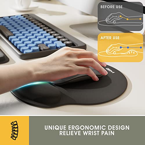 ICETEK Keyboard and Mouse Mat Set, Ergonomic Gel Filled Mouse Pad with Wrist Cushion Support with Memory Foam for Computer and Laptop (S-01)