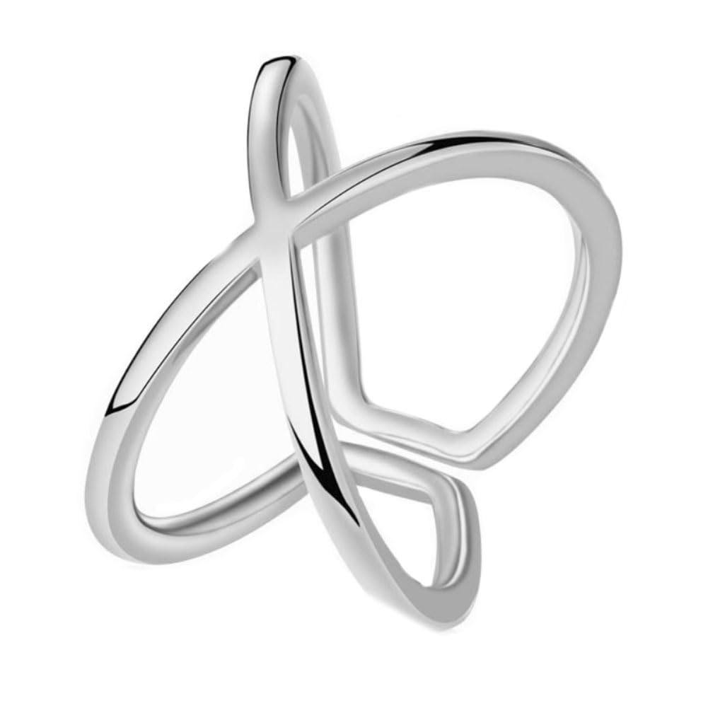 Helen de Lete Minimalist Cross Lines Sterling Silver Ring