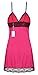 Ekouaer Women's Sexy Nightwear Lace Chemise Nightgown Cotton Sleepwear (S, Rosered)