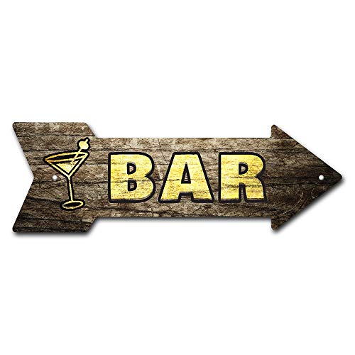 SignMission Bar Arrow Sign | Indoor/Outdoor | Direction Arrow Sign Funny Home Décor for Garages, Living Rooms, Bedroom, Offices Personalized Gift | 18