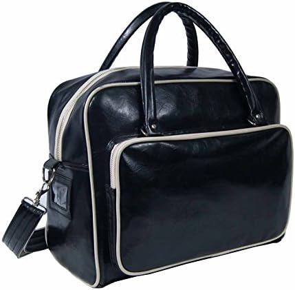 New Convincing Faux Leather Holdall / Duffel Lightweight Travel Gym Sports Overnight Weekend Bag - 30 Litres (Black)