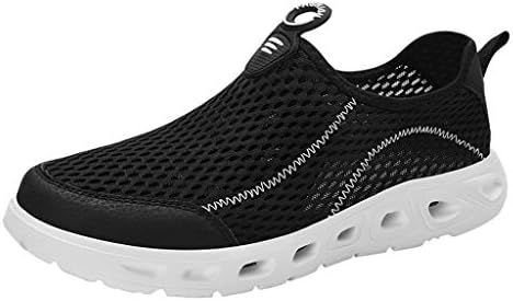 Men Sneakers Hollow Mesh Breathable Lightweight Solid Color Slip On Running Shoes Summer Non-Slip Wear-Resistant Outdoor Sports Gym Trainer Shoes Water Shoes