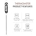 Digital Cooking Thermometers, Accevo Larger Screen Display Stainless Food Thermometer for Meat, Grill, Milk, Candy, with Long Probe, Auto Shutdown