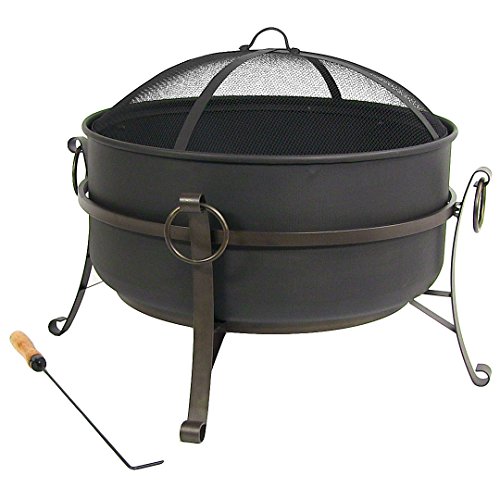 Sunnydaze-24-Inch-Steel-Cauldron-Fire-Pit-with-Spark-Screen
