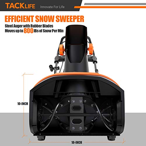 TACKLIFE Electric Snow Blower, 15 Amp 20 INCH, Snow Blower, 180°Chute