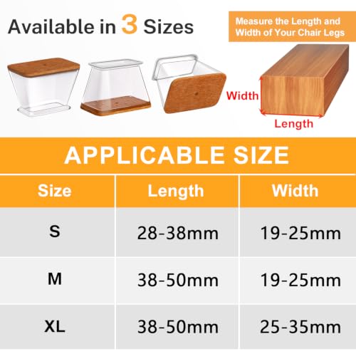 16 Pieces Rectangle Chair Pads Furniture Leg Felt Pads Hardwood Chair Caps Protect Floor from Anti-Scratch Noise (Fit Length 28-38mm, Width 19-25mm)